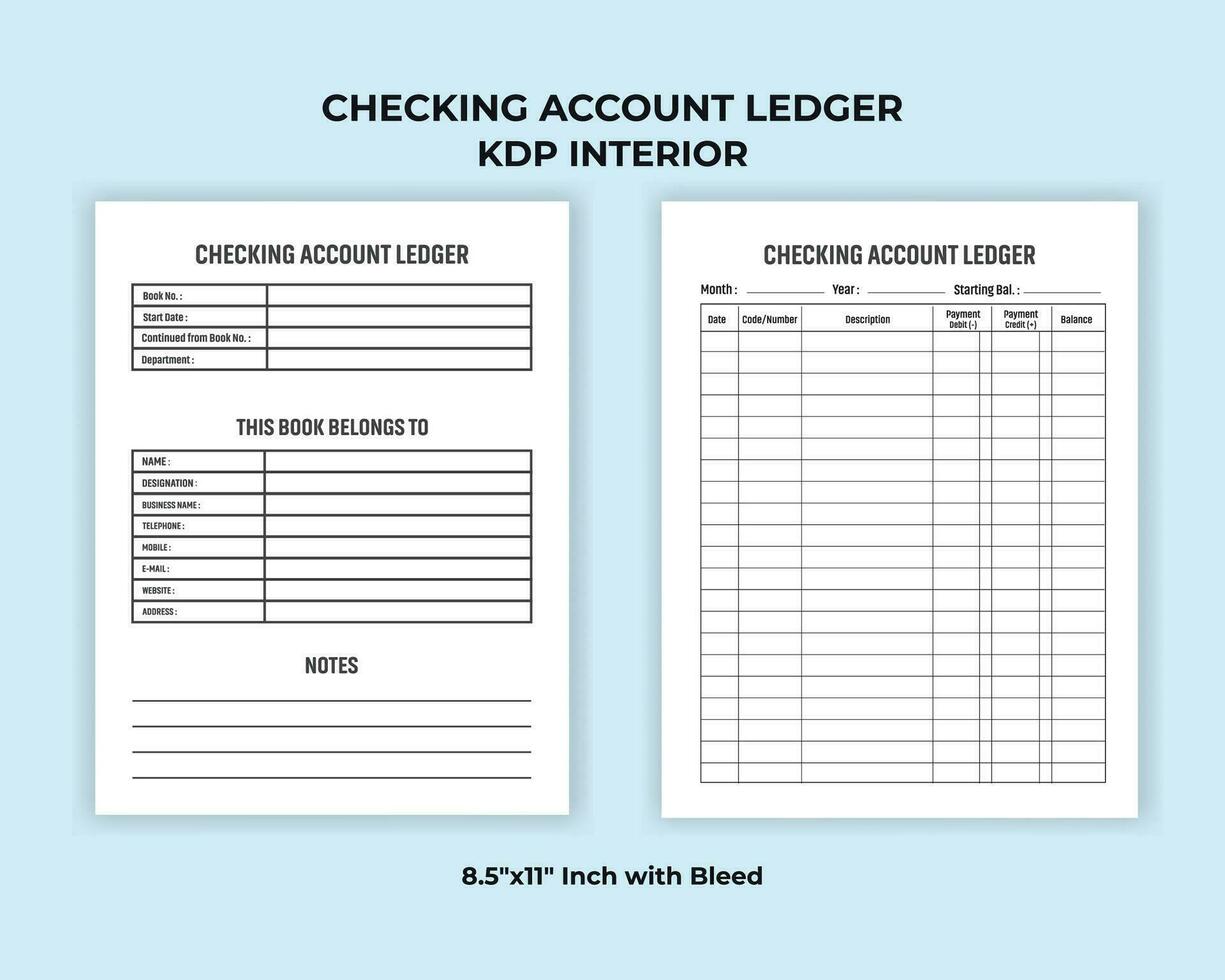 Checking account ledger kdp interior 31091650 vector art at vecteezy