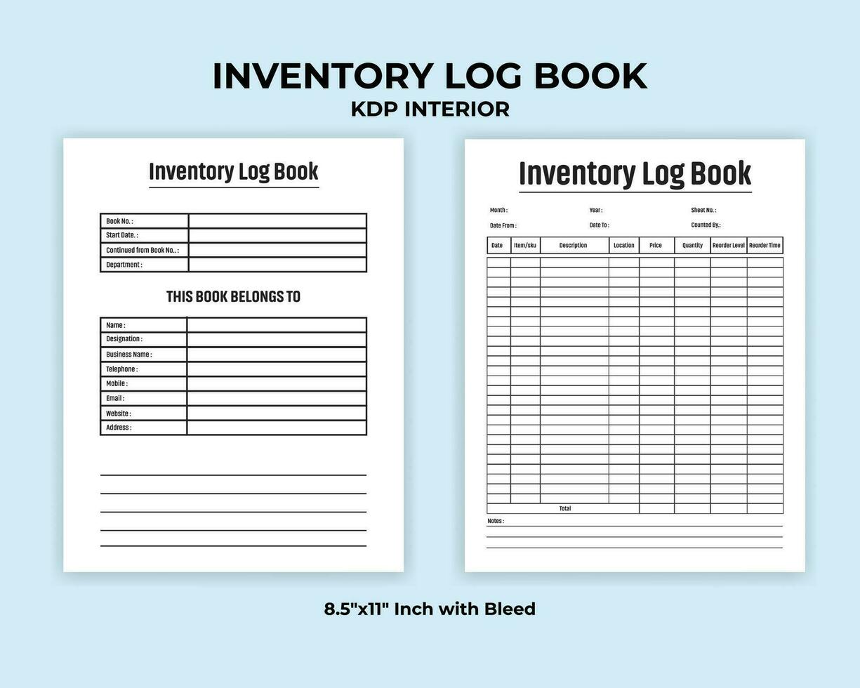 inventario Iniciar sesión libro kdp interior vector