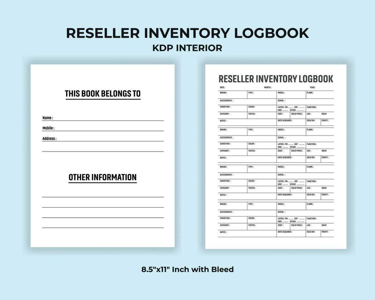 Reseller Inventory Logbook KDP Interior vector