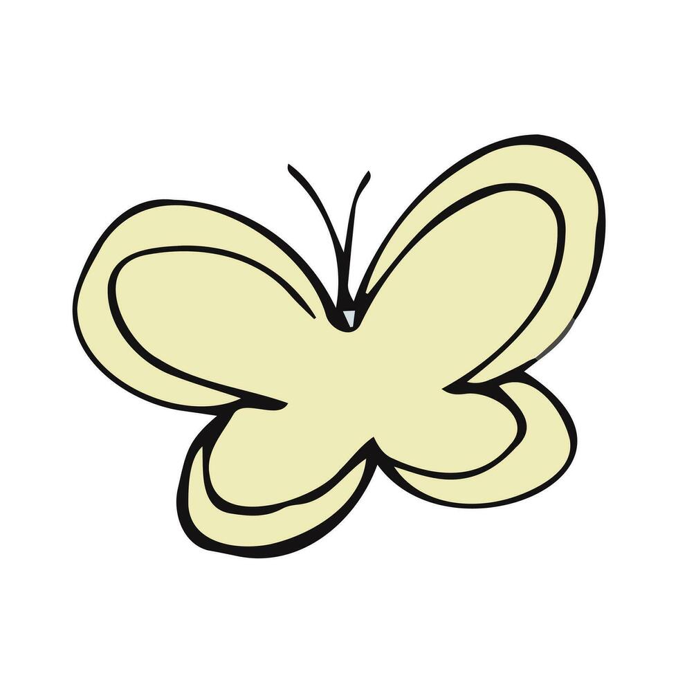 garabatos de mariposa. mano dibujado vector ilustración. vistoso dibujos animados clipart aislado en blanco antecedentes. sencillo elementos para diseño, imprimir, decoración, tarjeta postal, pegatinas