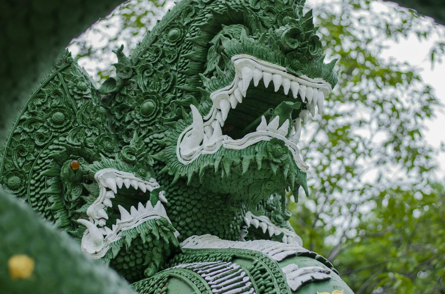 Giant green Naga at Wat Pa Khlong 11. Thai Temple, Pathum Thani Province photo