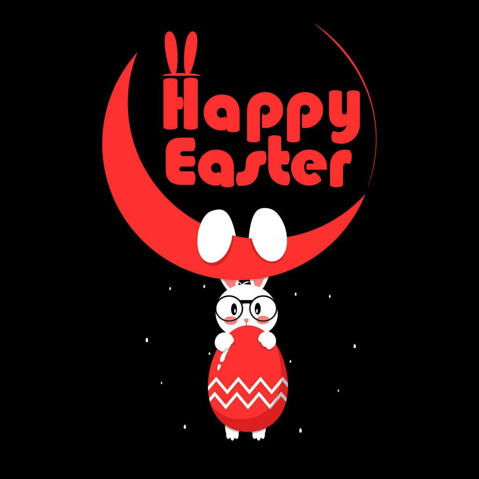 Moon rabbit and easter egg vector