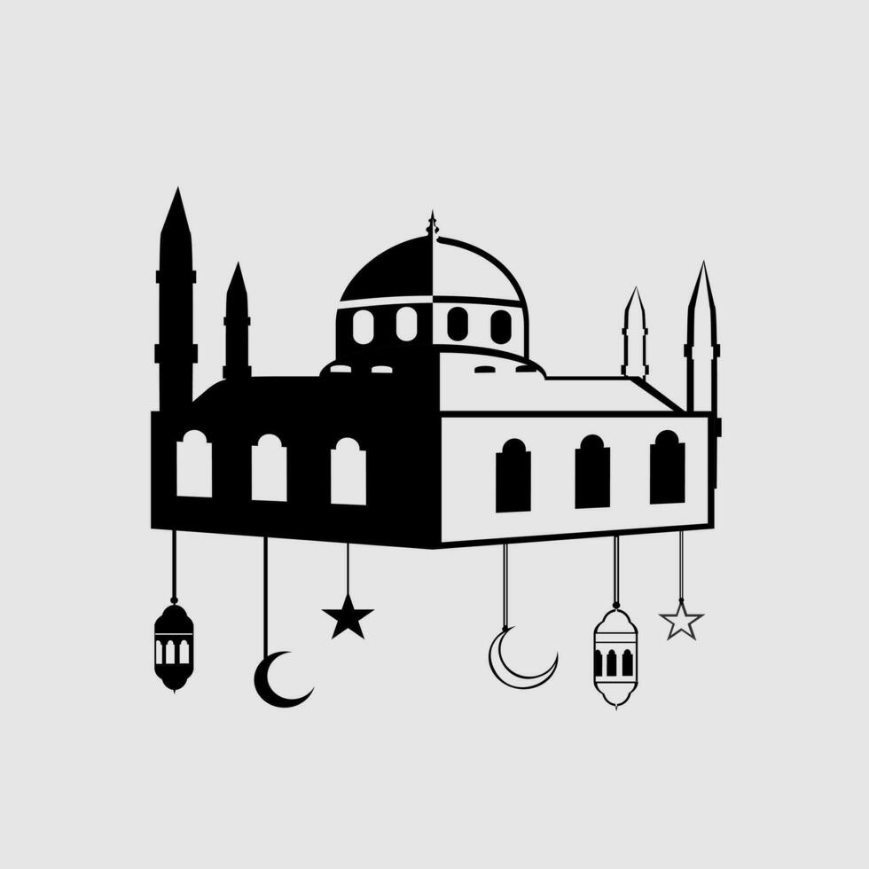 mezquita celebra Ramadán y eid vector