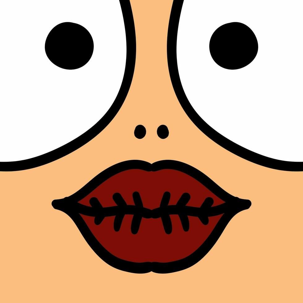 linda hembra boca con ojos dibujos animados foto