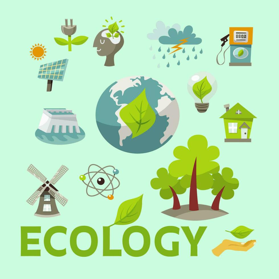 energía y ecología icono conjunto vector