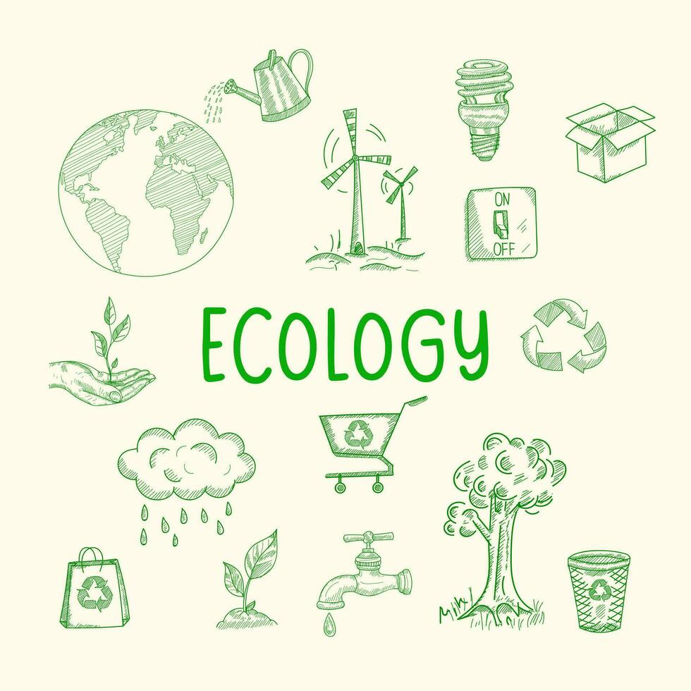 Energy and ecology icon set vector