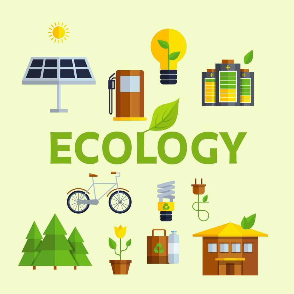 Energy and ecology icon set vector