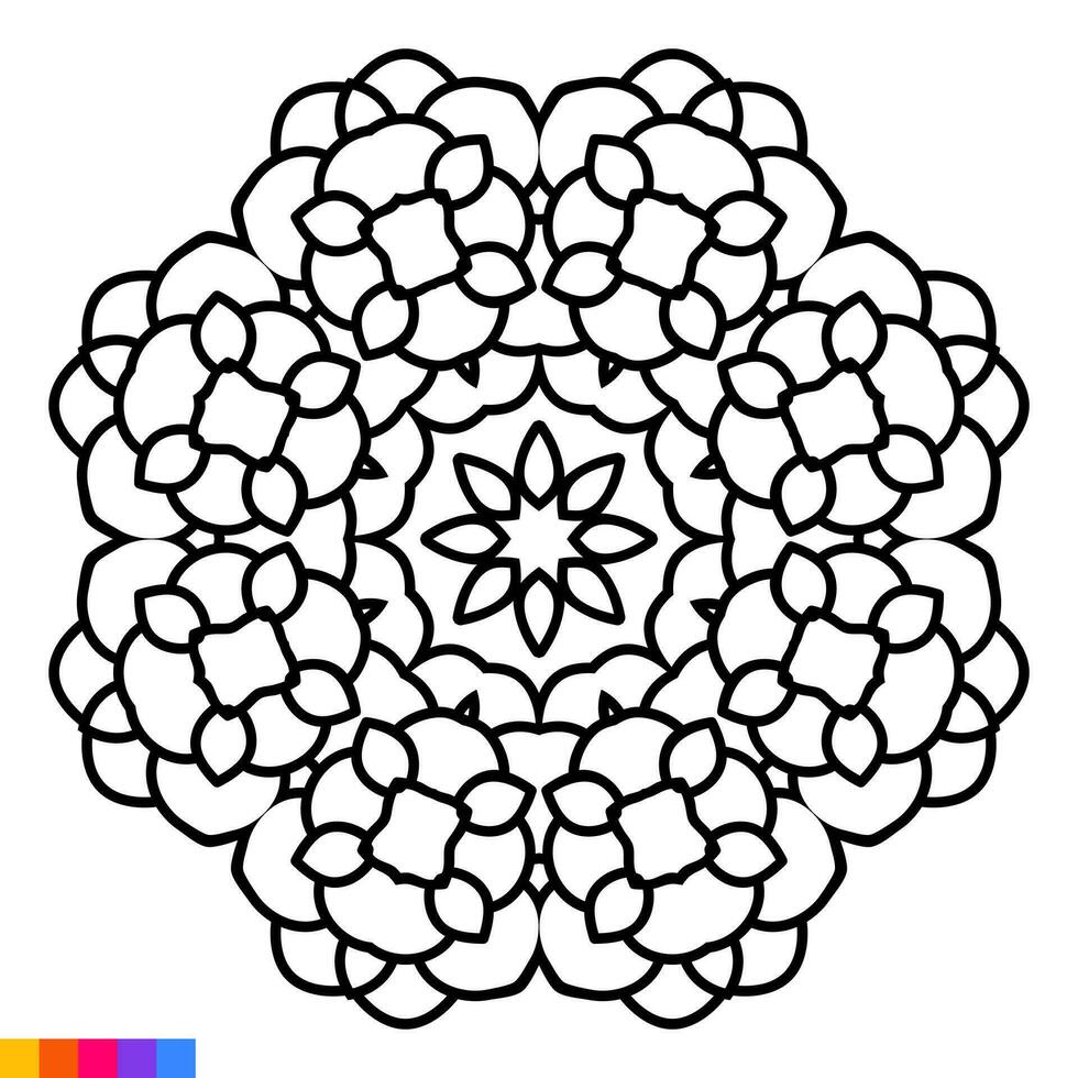 Mandala Art for Coloring Book. Clean Decorative round ornament. Oriental pattern, Vector illustration Coloring book page. Circular pattern in form of mandala for Henna, Mehndi, tattoo, decoration.