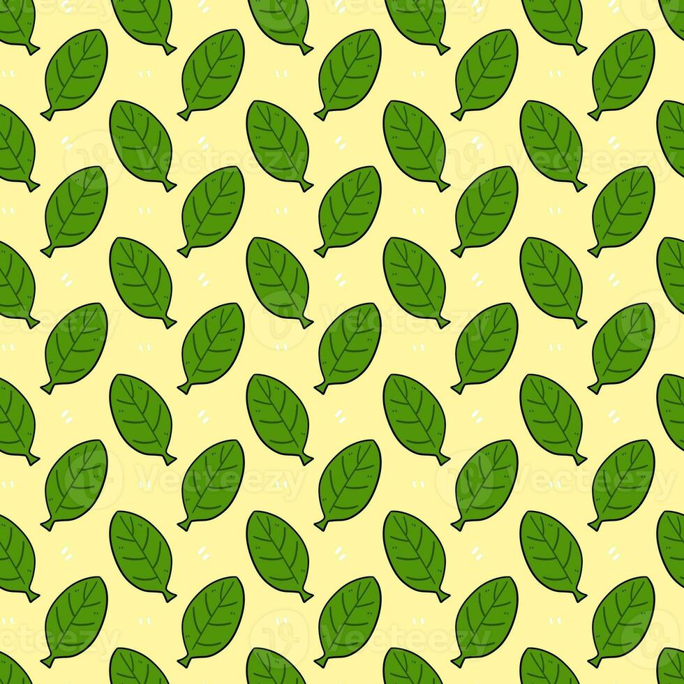 green leaves seamless pattern. hand drawn background. photo