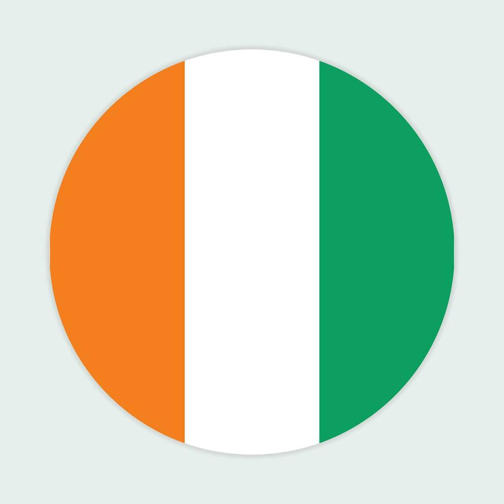 Ivory coast flag vector icon design. Ivory coast circle flag. Round of Ivory coast flag.