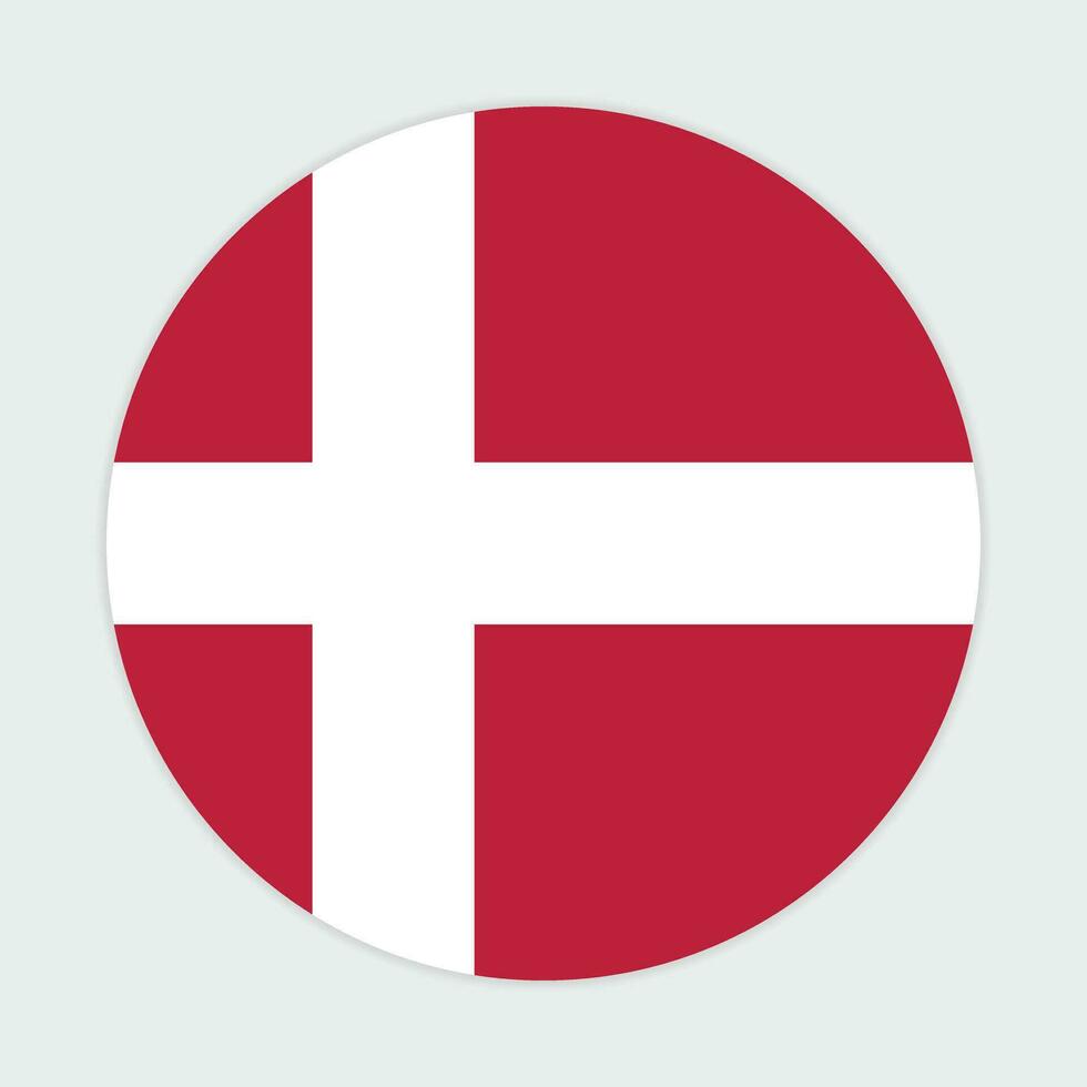 Denmark flag vector icon design. Denmark circle flag. Round of Denmark flag.