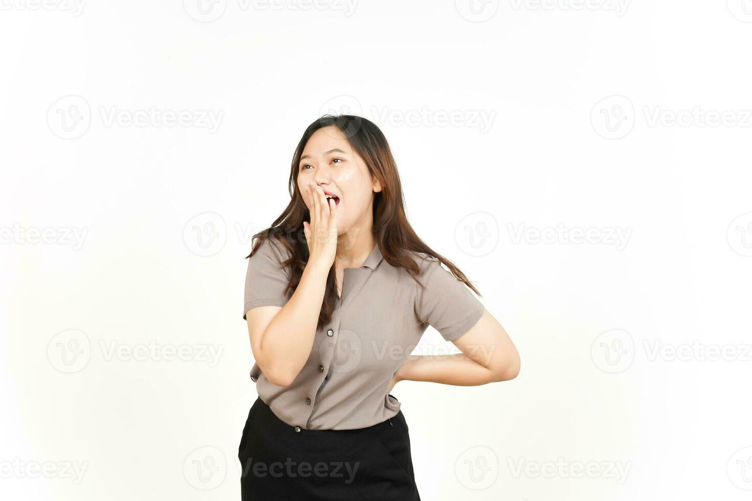 Excited WOW Shocked Face Expression Of Beautiful Asian Woman Isolated On White Background photo