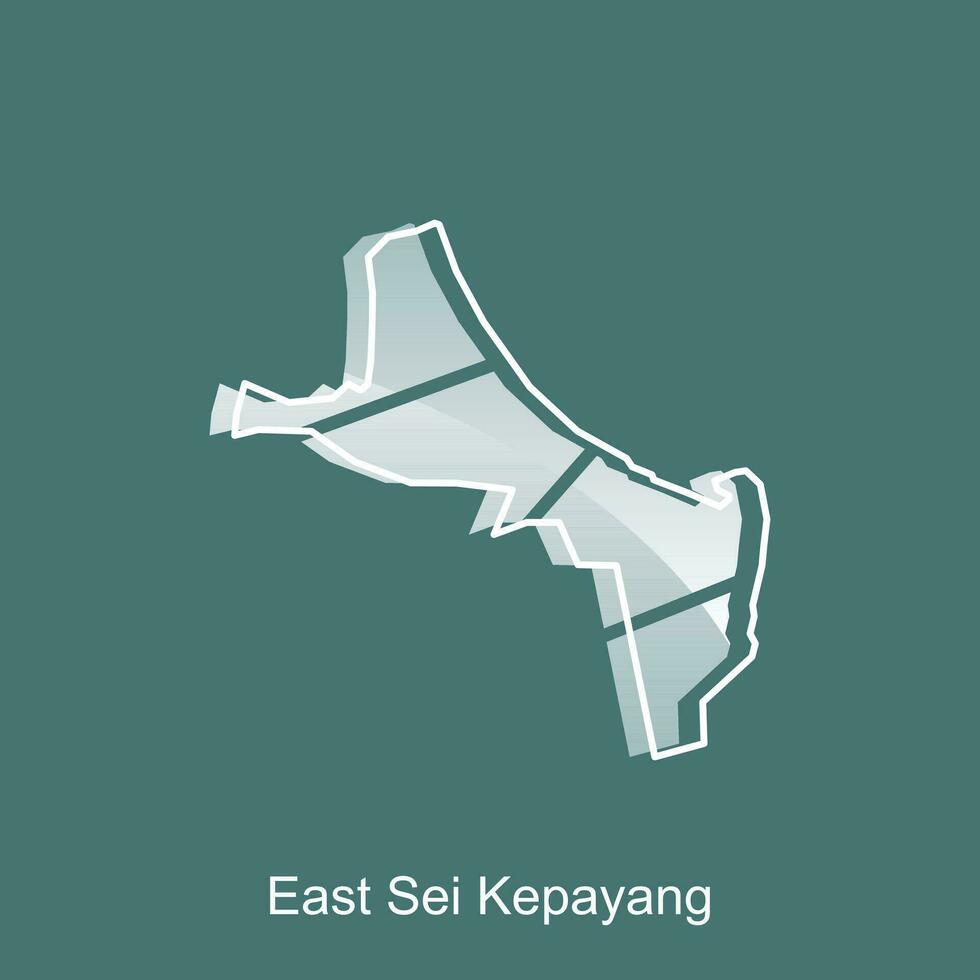 Map City of East Sei Kepayang Logo Vector Design. Abstract, designs concept, logos, logotype element for template.
