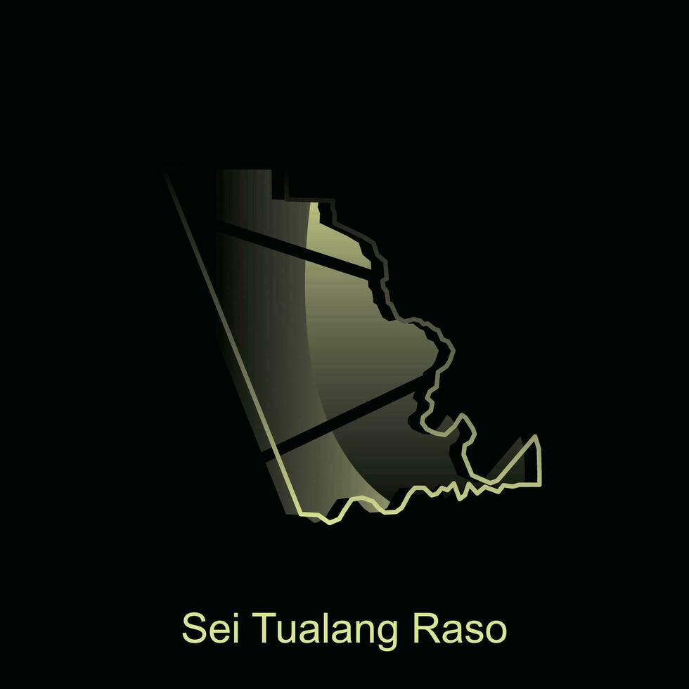 Map City of Sei Tualang Raso illustration design with outline on Black background, design template suitable for your company vector
