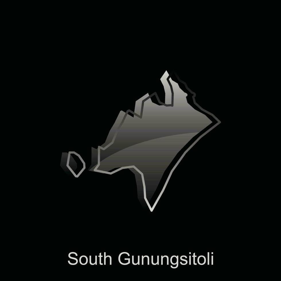 Map City of South Gunungsitoli illustration design with outline on Black background, design template suitable for your company vector