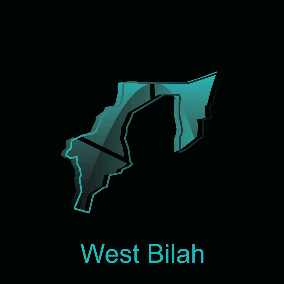 High detailed vector map of West Bilah City modern outline, Logo Vector Design. Abstract, designs concept, logo, logotype element for template.