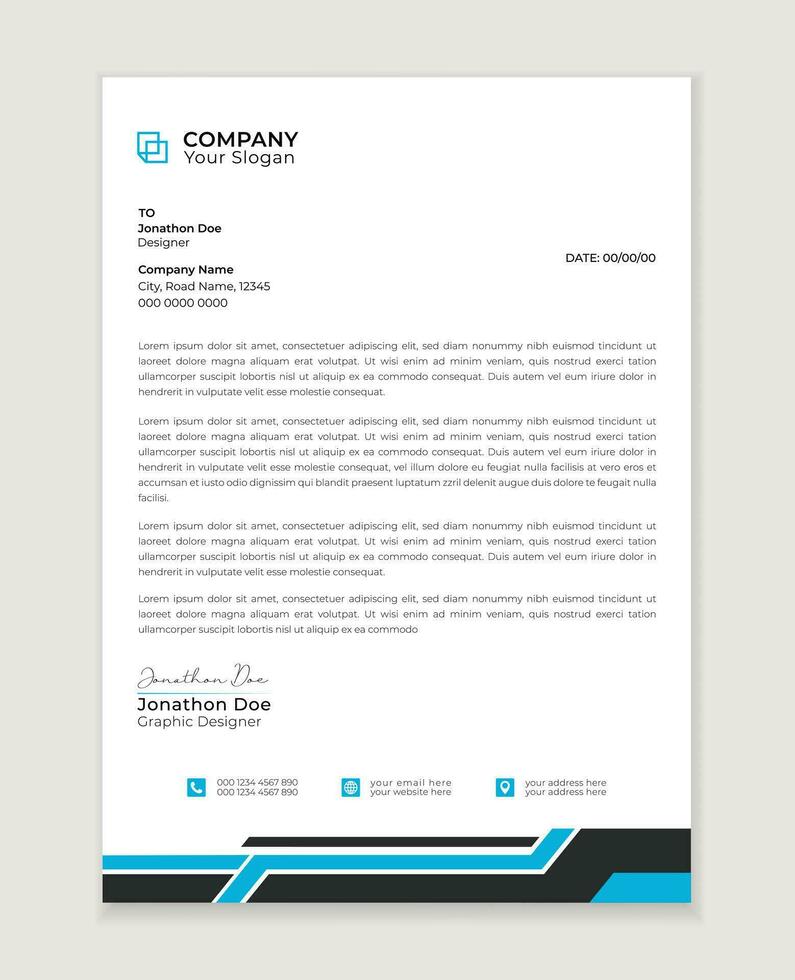 Modern letter head design template for your project.  minimal corporate letterhead template design. Business letterhead  design template. vector