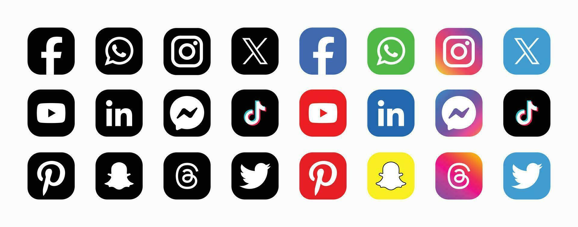 Set of social media logo in white background. Social media icon set collection. vector