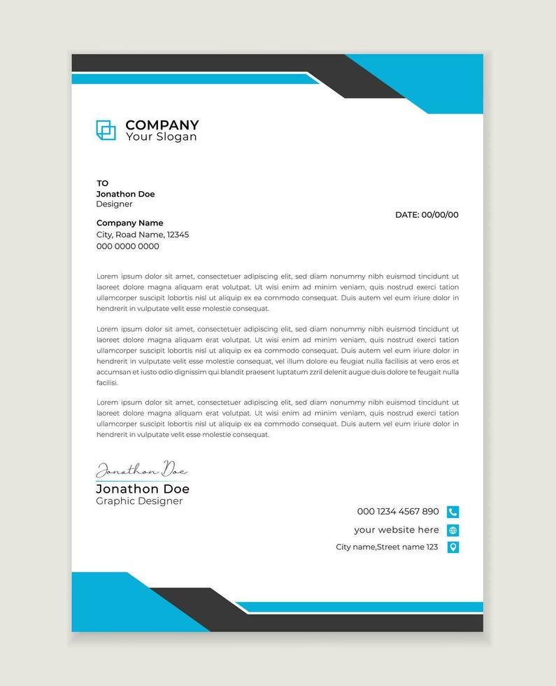 Modern letter head design template for your project.  minimal corporate letterhead template design. Business letterhead  design template. vector