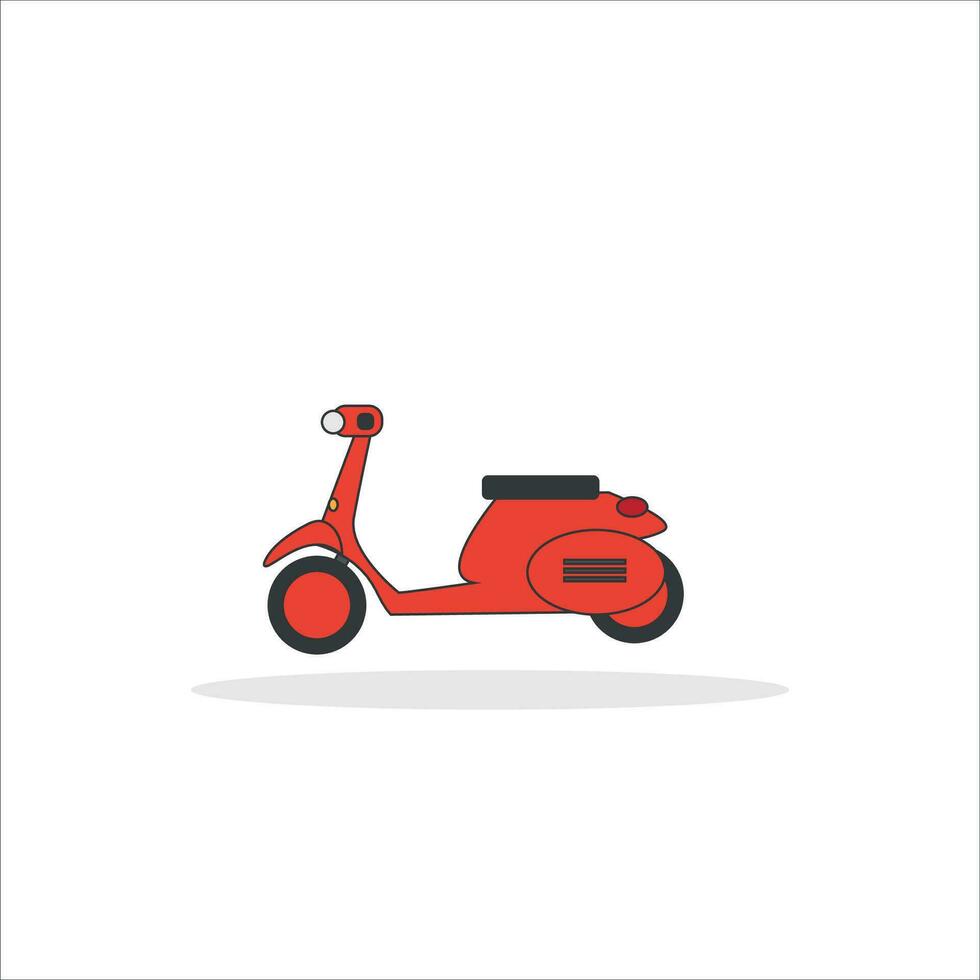 red classic scooter with white background vector