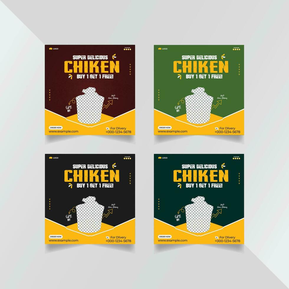 Super delicious chicken social media post template design vector
