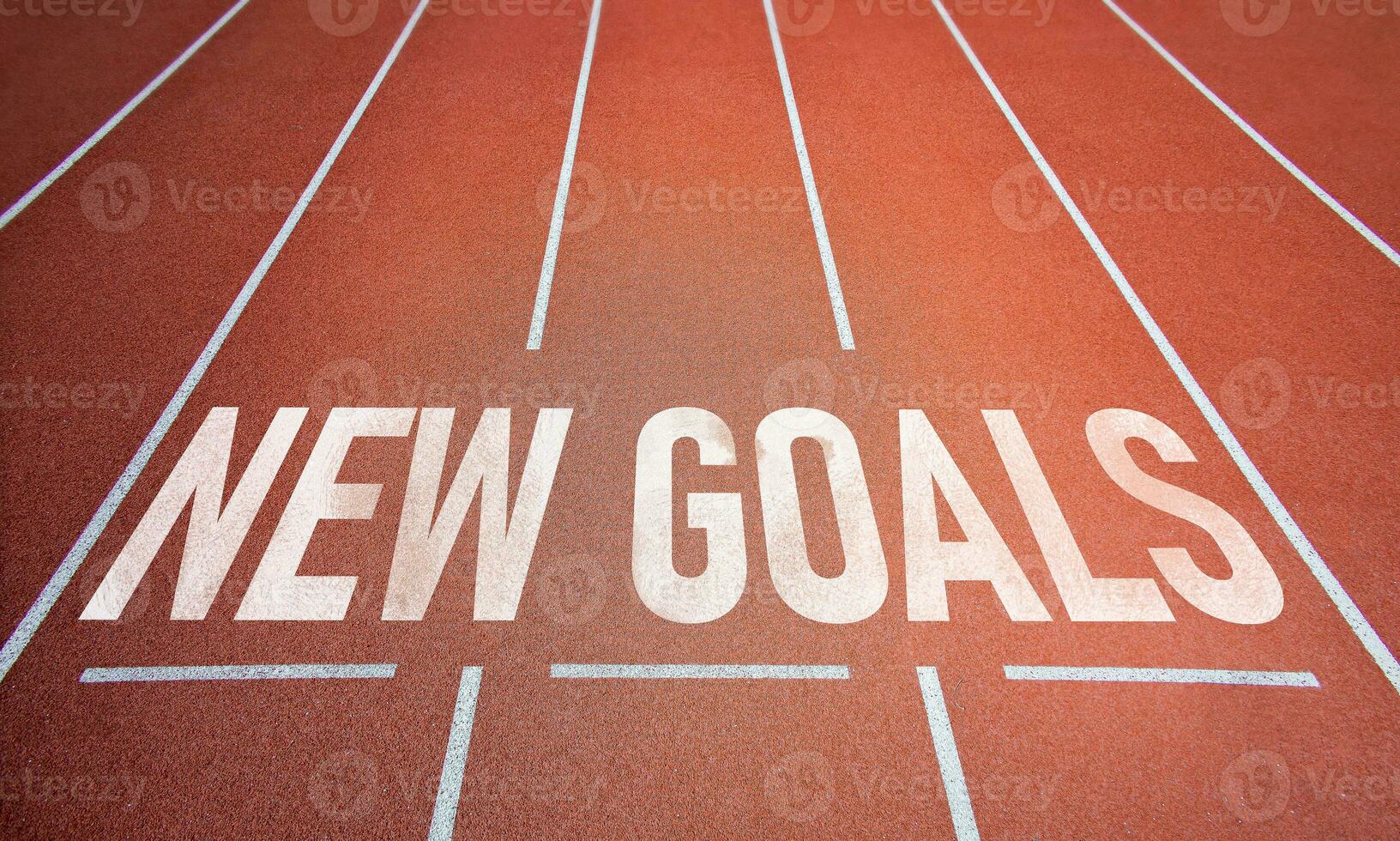 New goals. Letters on treadmill. concept of inspiration Contests and planning to set strategies to new goals for business success in new year. photo
