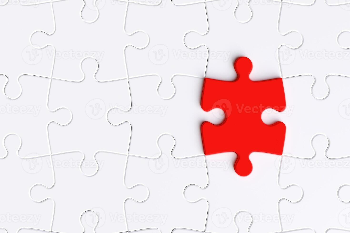 Red jigsaw puzzle among a white jigsaw puzzle that shows outstanding Differentiation and Selection photo