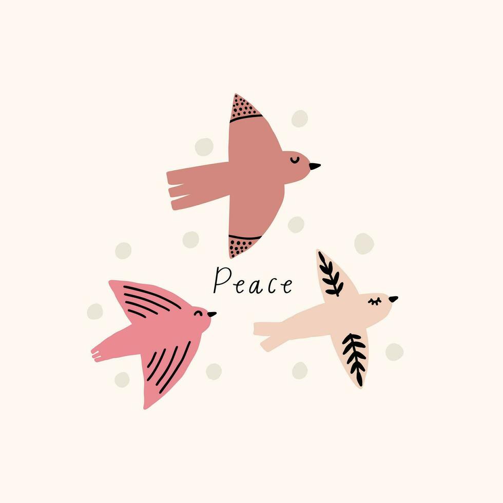 Boho Peace Bird for kids print vector