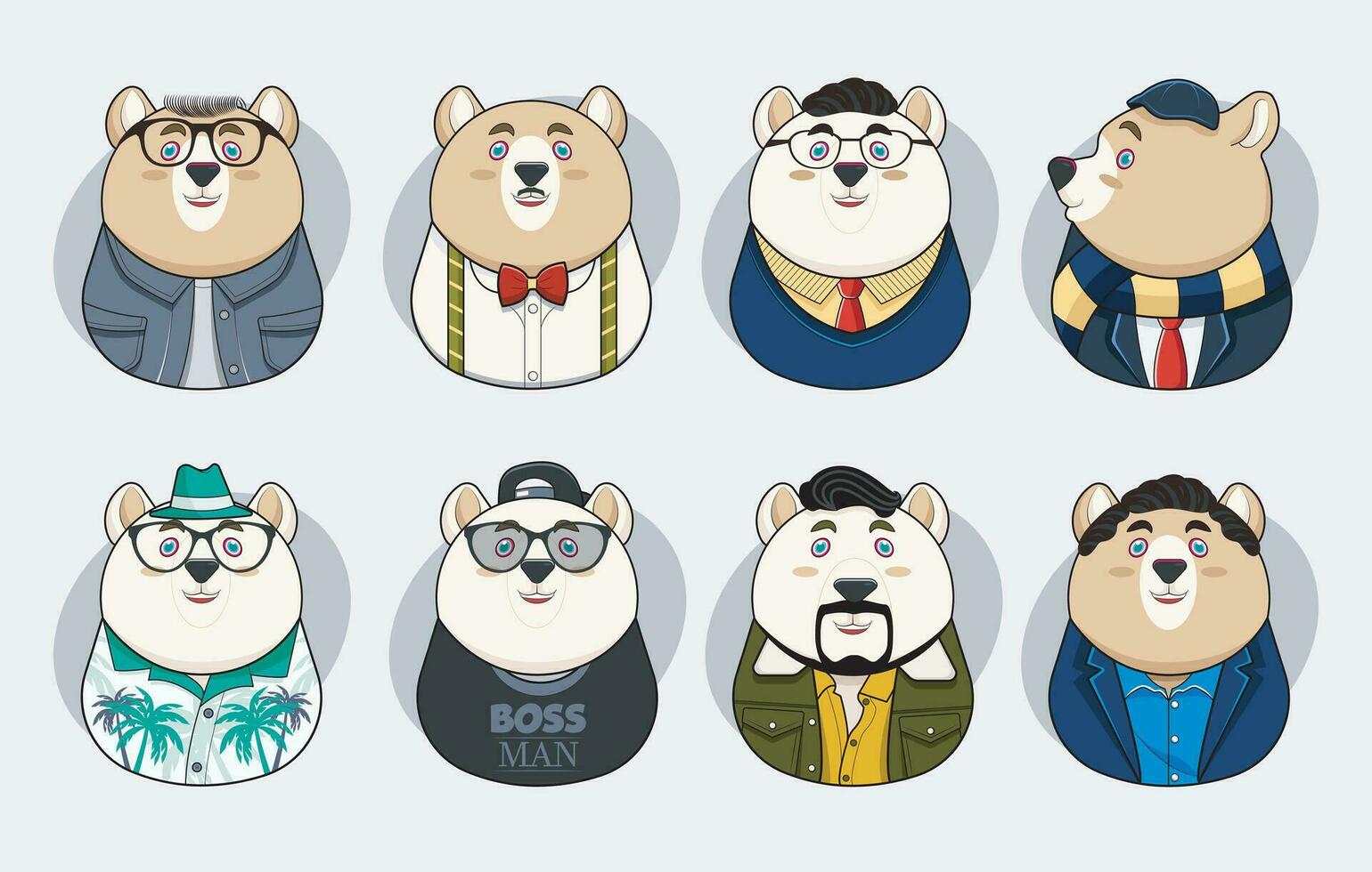 Happy Father day. A collection of Father bear expression. Vector illustration