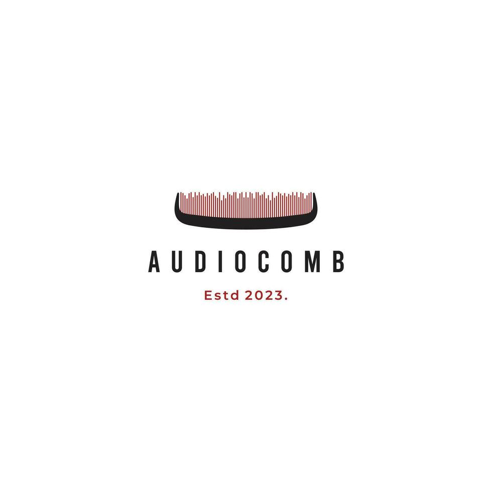 Audio Comb Logo Icon, Comb Combine With Sound Wave Logo Concept vector