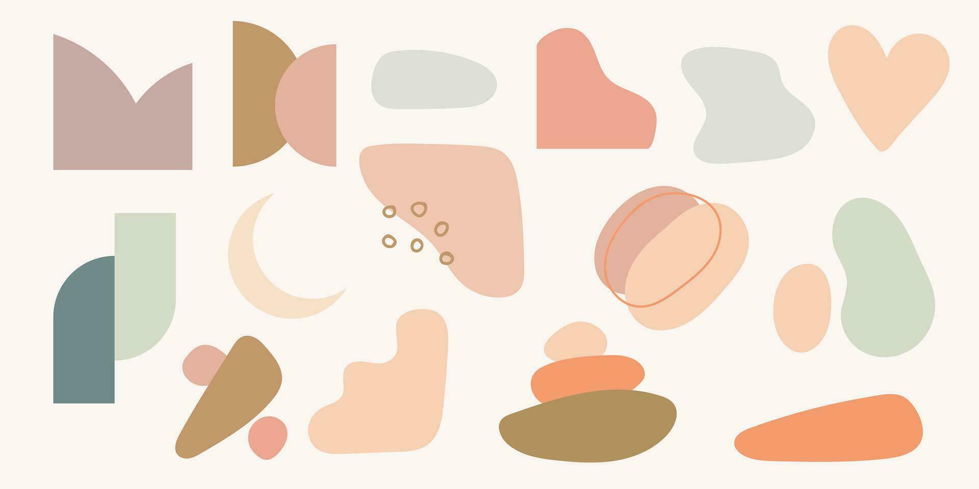 set of aesthetic boho shapes. collection of organic minimal element shapes in vintage style, perfect for decorating post, flyer, wedding invitation, feminine and others vector