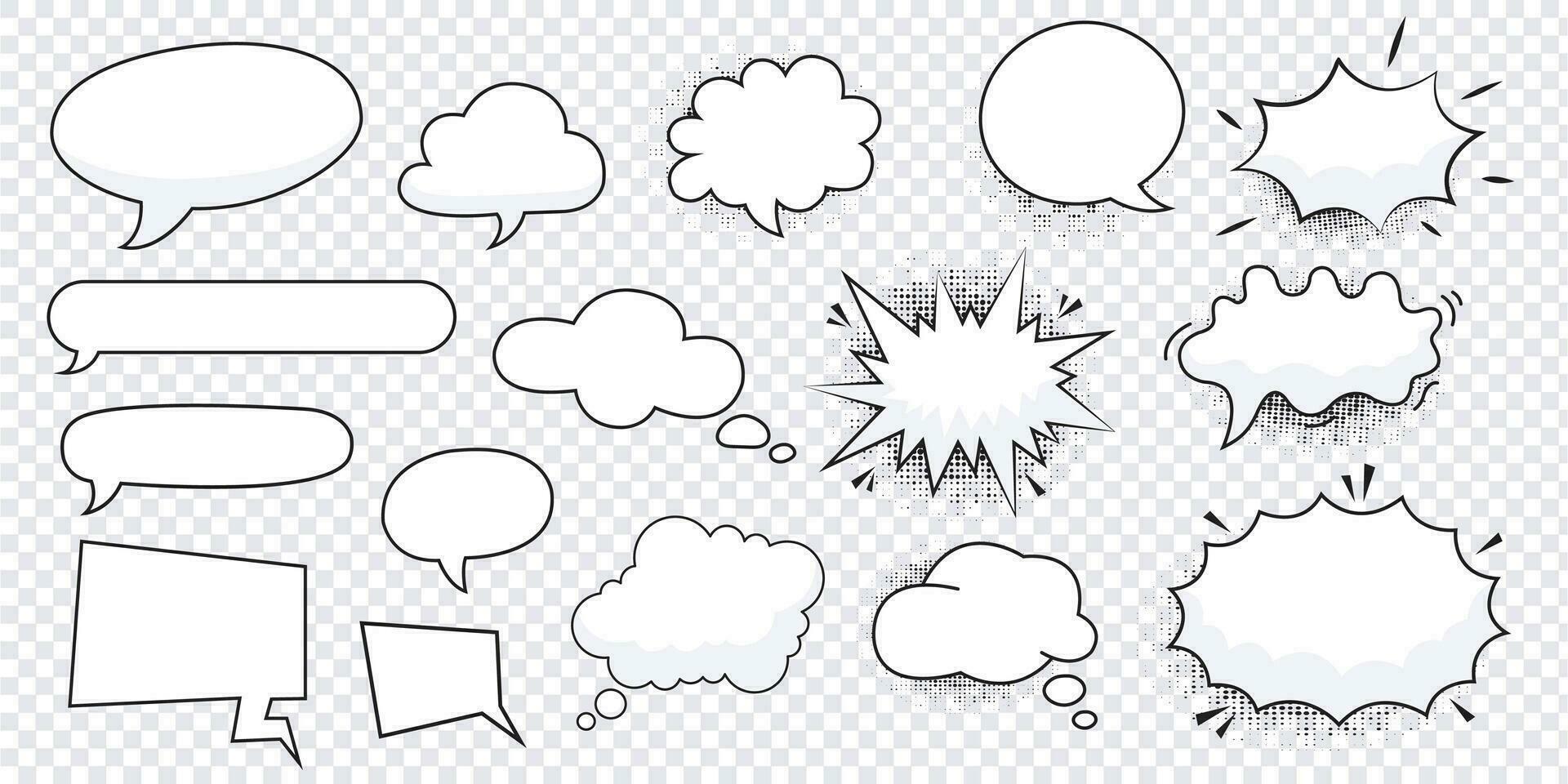 speech bubble set collection. cartoon comic dialogue element. vector illustration