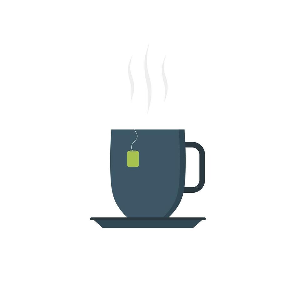 Cup of hot tea. Vector flat design, isolated on white background.Drink vector illustration on isolated background. Fresh beverage sign business concept.