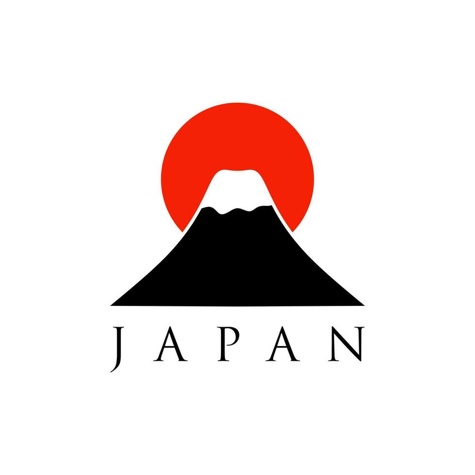 mountain with rising sun japanese logo vector illustration. mount fuji logo vector isolated. Illustration of Mount Fuji, Japan. Best mount fuji logo in elegant style. Mountain fujiyama .