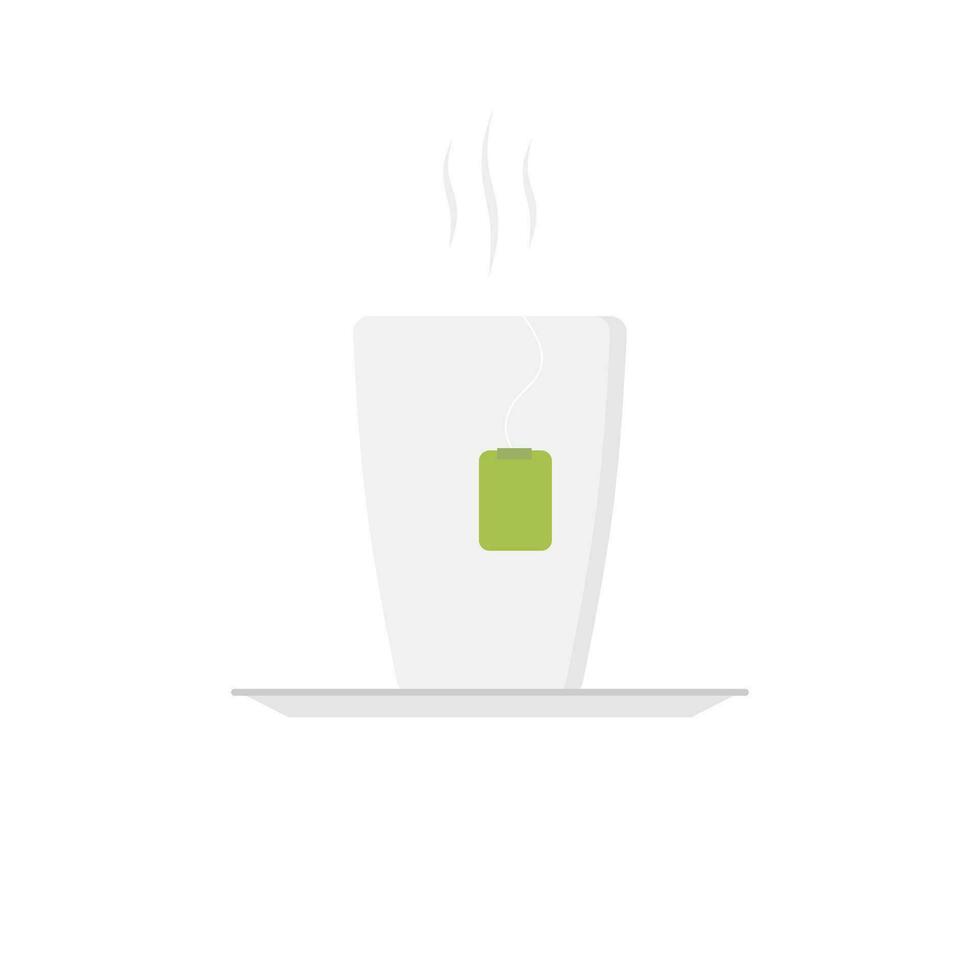 Cup of hot tea. Vector flat design, isolated on white background.Drink vector illustration on isolated background. Fresh beverage sign business concept.