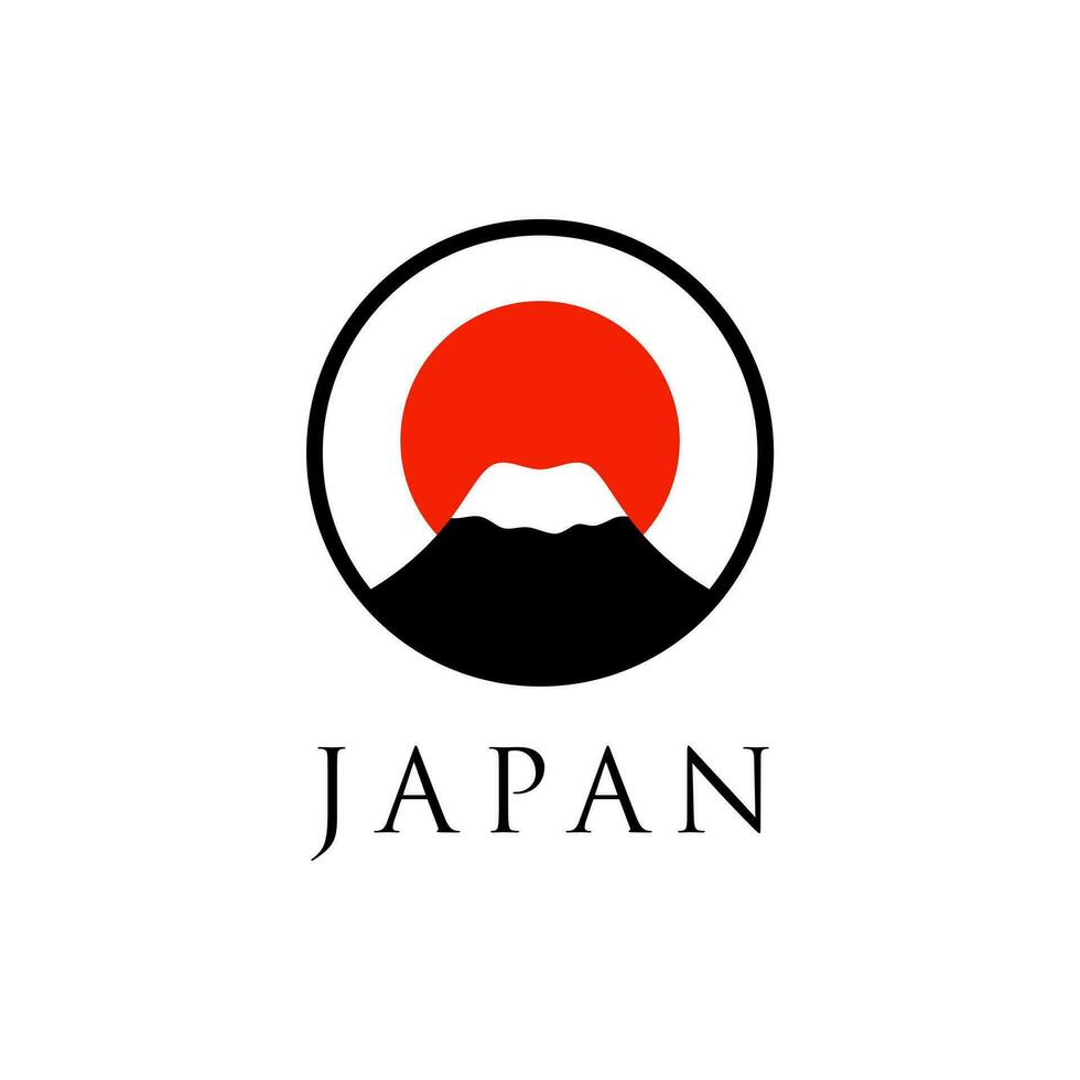 mountain with rising sun japanese logo vector illustration. mount fuji logo vector isolated. Illustration of Mount Fuji, Japan. Best mount fuji logo in elegant style. Mountain fujiyama .