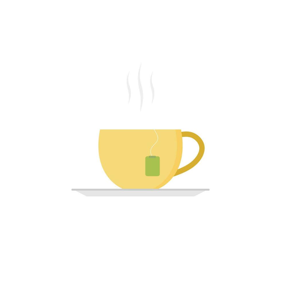 Cup of hot tea. Vector flat design, isolated on white background.Drink vector illustration on isolated background. Fresh beverage sign business concept.