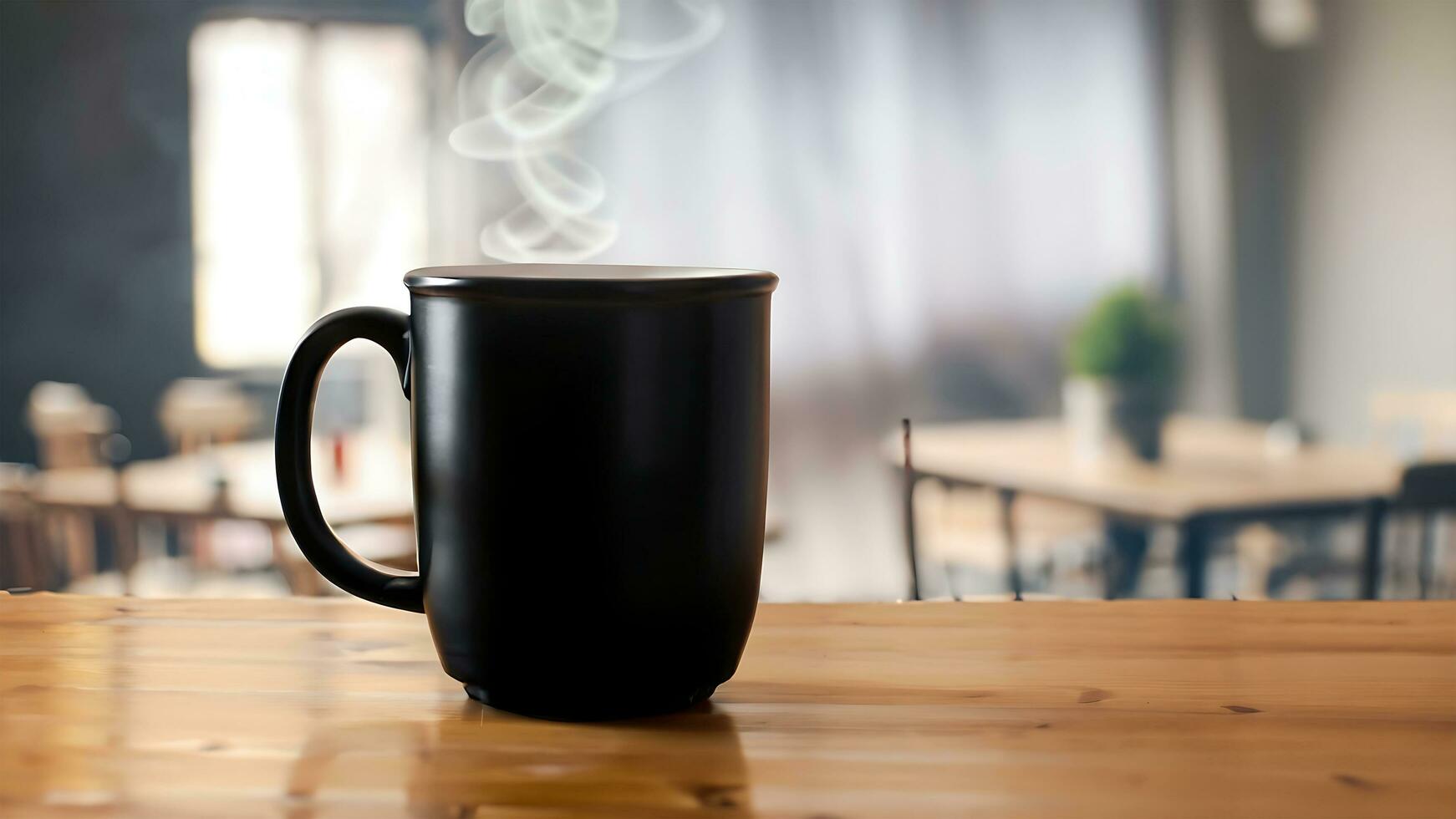 A realistic blank black coffee mug mockup photo AI generated image