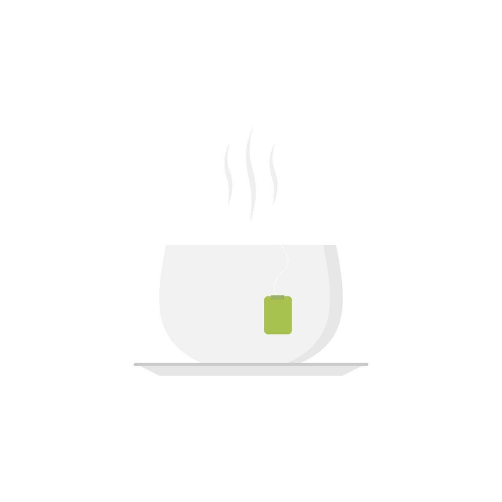 Cup of hot tea. Vector flat design, isolated on white background.Drink vector illustration on isolated background. Fresh beverage sign business concept.