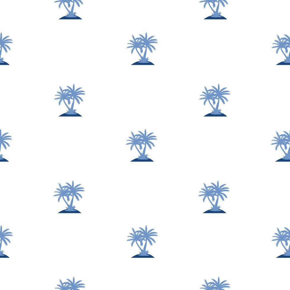 Palm tree pattern in blue tone seamless vector repeats geometric for any web design.