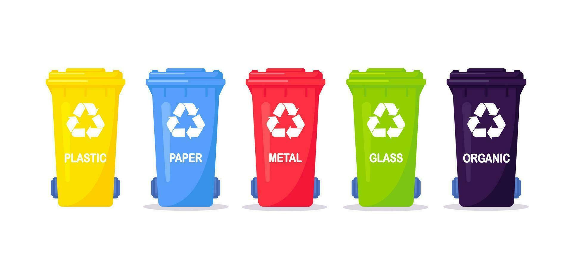 Rubbish bins for recycling different types Vector Image