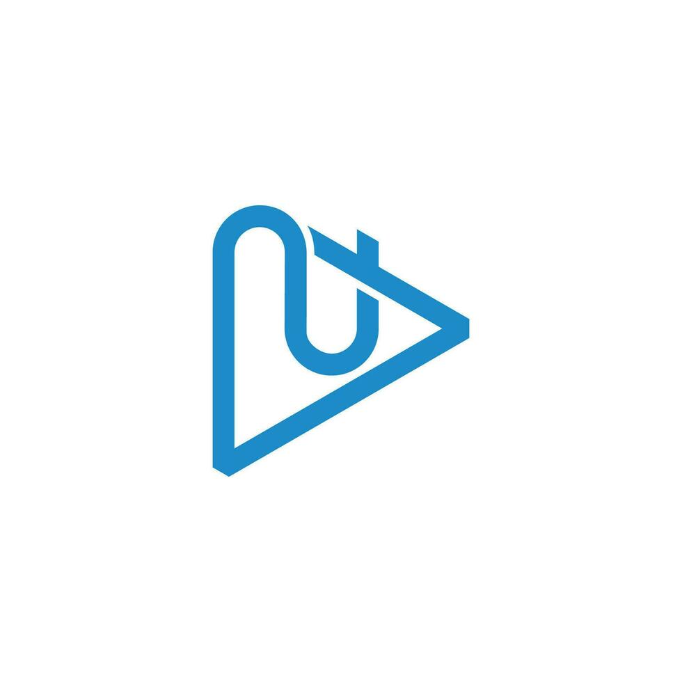 letter n blue triangle simple overlap logo vector