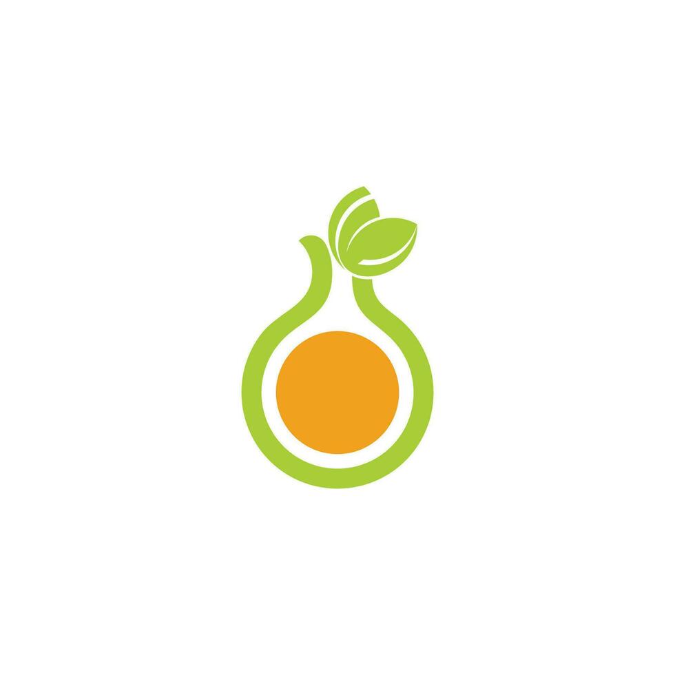 circle green leaf avocado decor logo vector