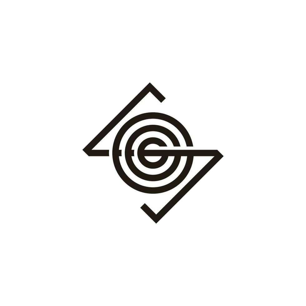 letter s stripes circles overlapping logo vector