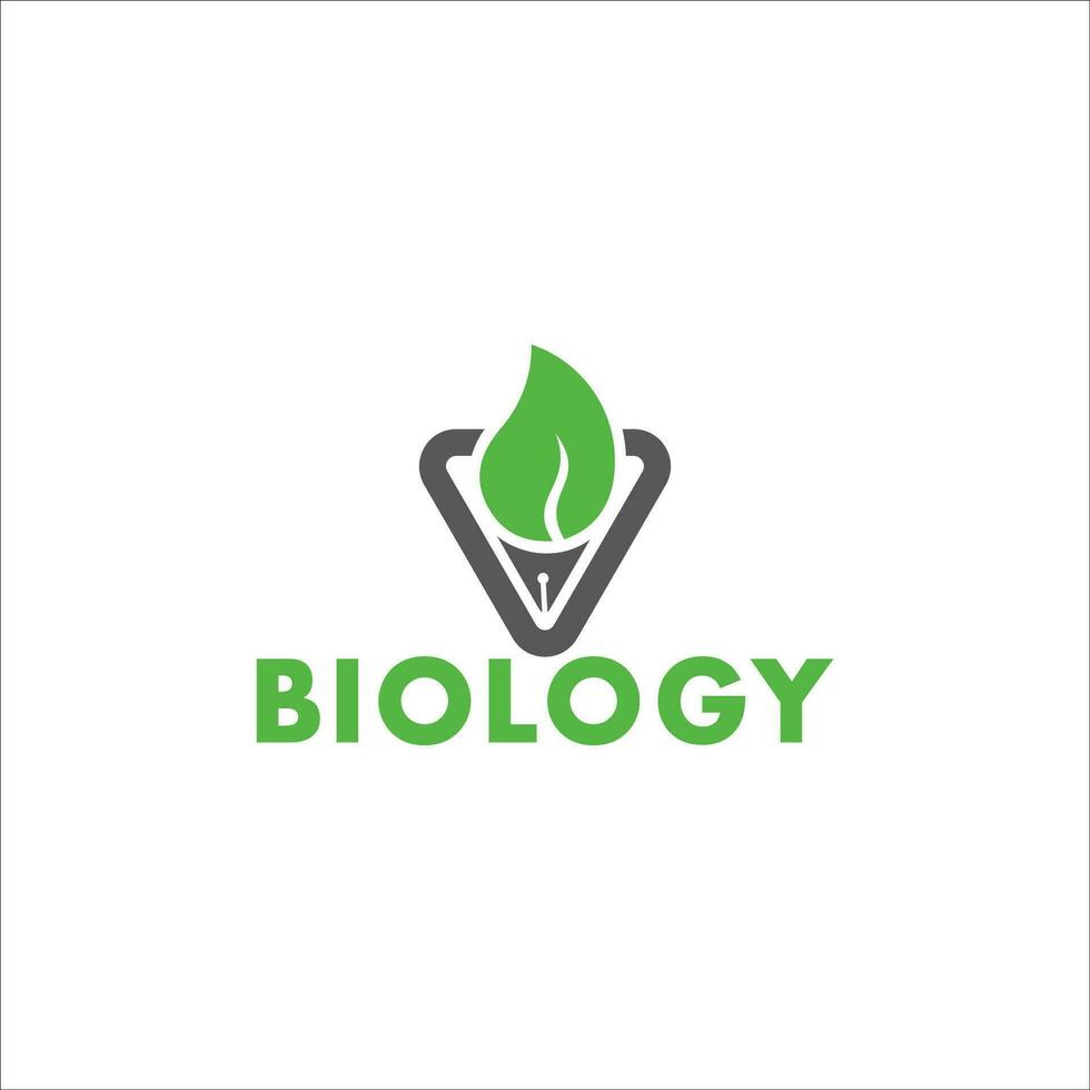 leaf pen biology course education symbol logo vector