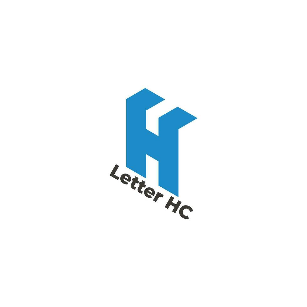 letter hc simple 3d flat geometric logo vector