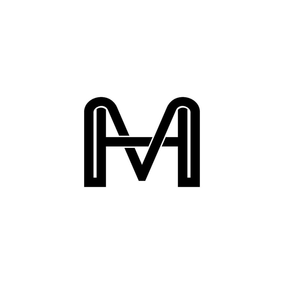 letter mh simple linked geometric line logo vector