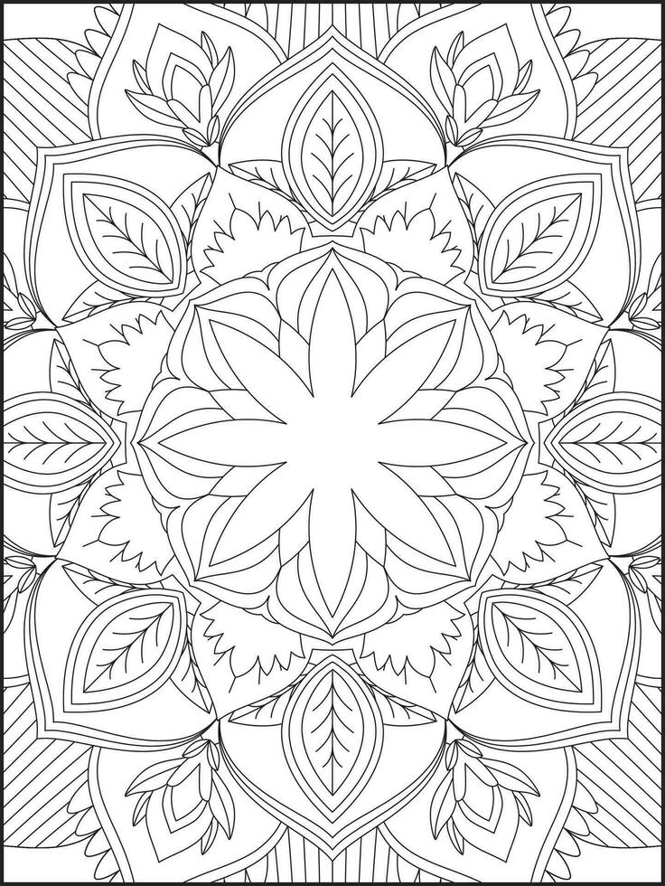 Mandala Coloring Book For Adult. Mandala Coloring Pages. Mandala Coloring Book. Seamless vector pattern. Black and white linear drawing. coloring page for children and adults.