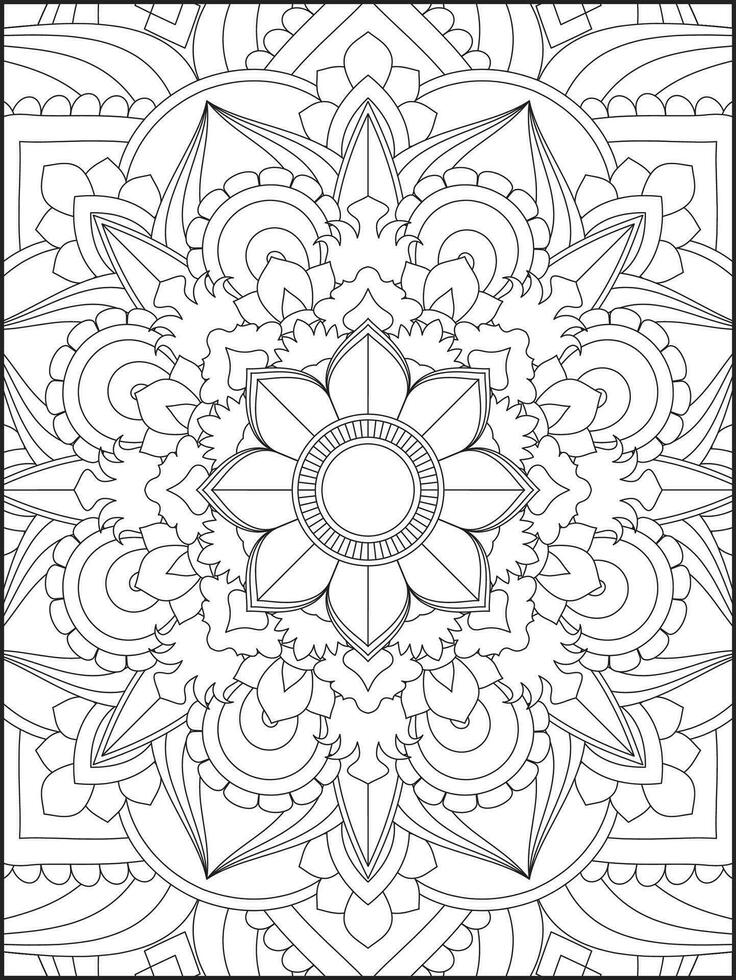 Coloring book pages. Mandala. Abstract Islamic flower. Children's and adult anti-stress coloring book. White background, black outline. Vector stock illustration. Pattern mandala Coloring Pages