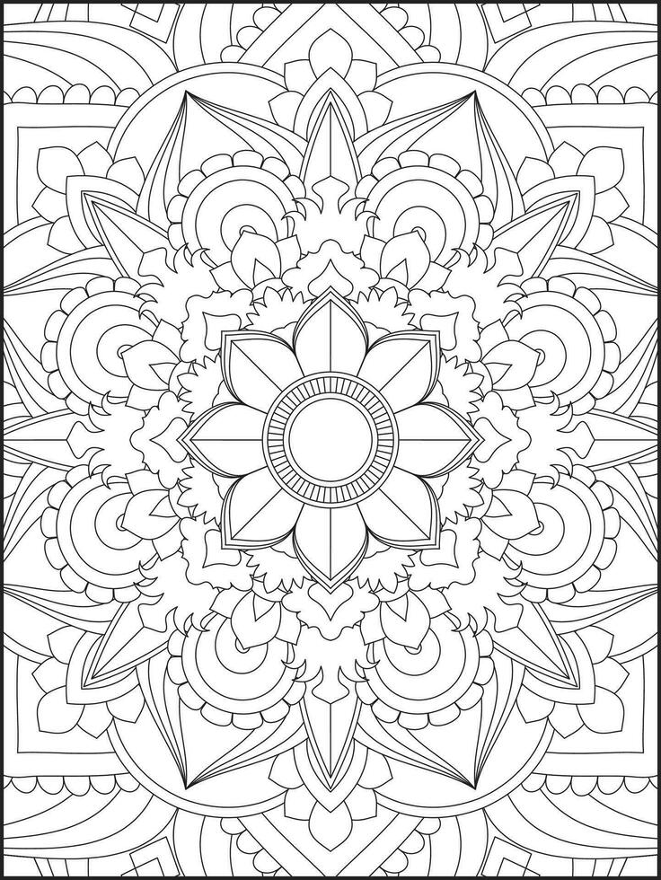 colorante libro paginas mándala resumen islámico flor. para niños y adulto anti estrés colorante libro. blanco fondo, negro describir. vector valores ilustración. modelo mandala colorante paginas